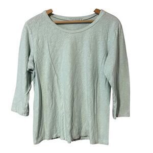 Cut Loose Women's Blouse M light Green 3/4 Sleeve Crew Neck Casual Top